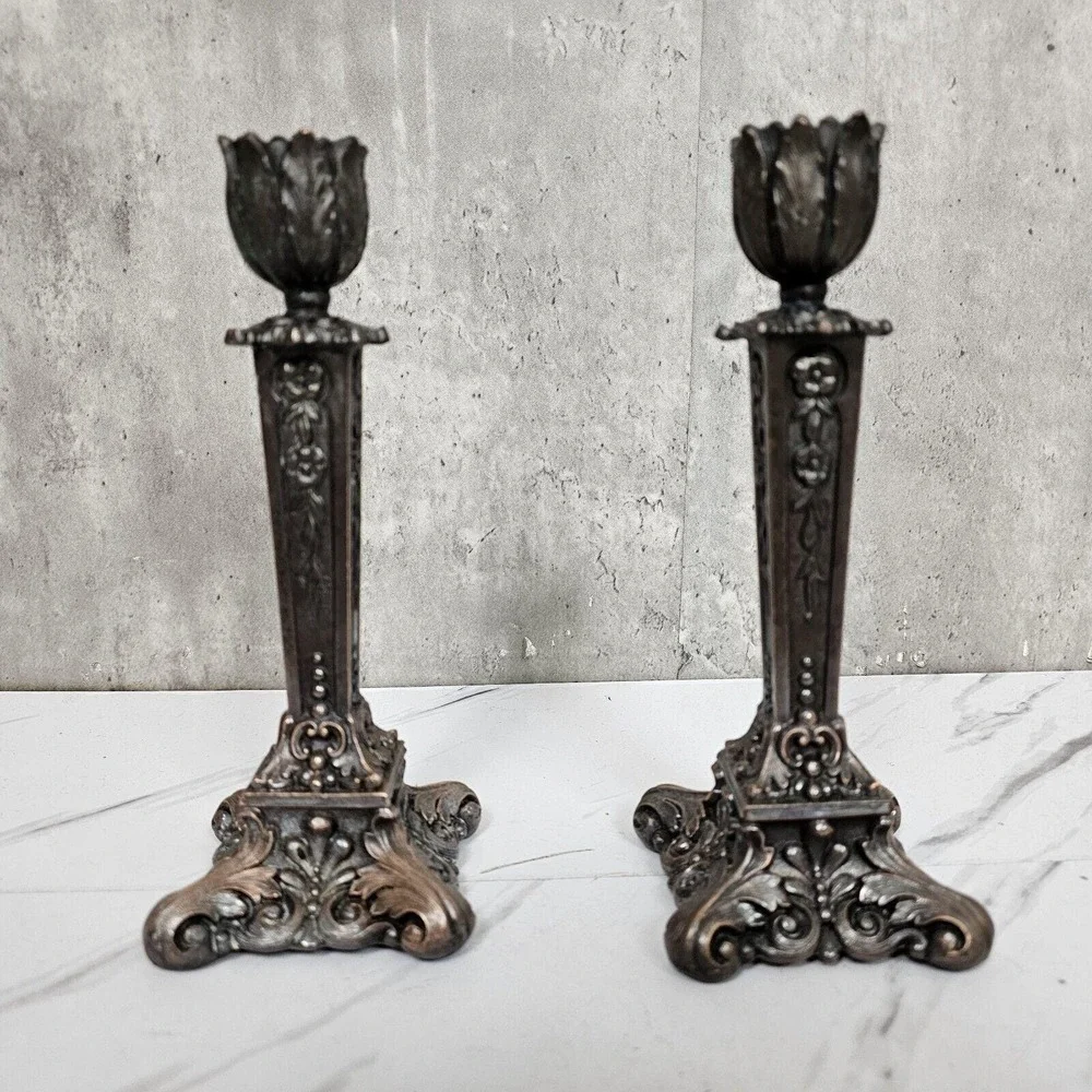 Antique K&O Kronheim Oldenbusch Candlesticks‎ Victorian EPNS Pair Victorian